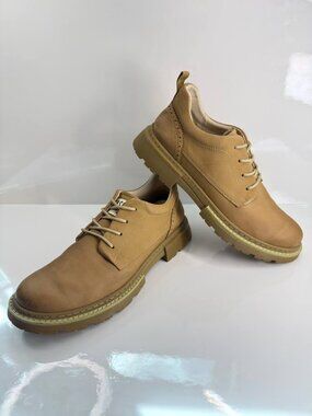 Stylish Leather Derby Shoes – Tan | Modern Casual - US 8.5